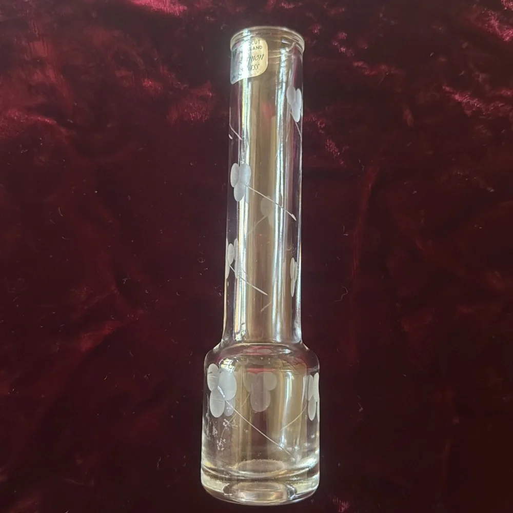 🌹 Eamon Glass; VINTAGE Beautiful Ireland Hand-Cut Crystal Etched Mini Vase 6”